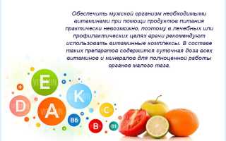 Какие пить витамины при простатите у мужчин, их роль при воспалении предстательной железы